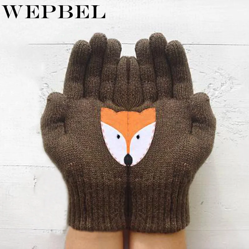 Новинка Осень зима женские милые модные теплые перчатки WEPBEL с мультяшным принтом