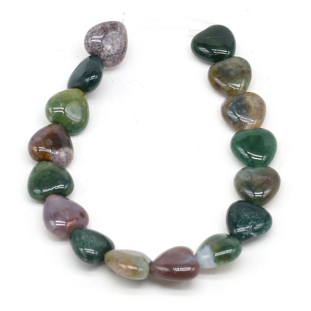 

Heart-shaped Natural Semi-precious Stone Indian Agate Beaded Making DIY Fashion Charm Necklace Bracelet Jewelry Gift
