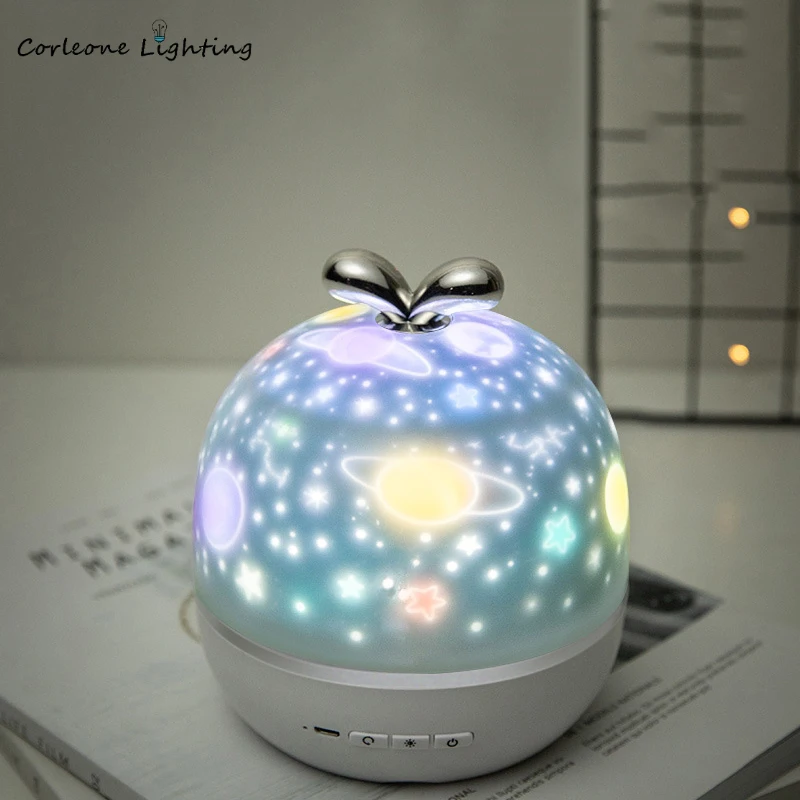 Star Projector Night Light Bedside Children's Night Lights USB Chargeable Rotatable LED Night Lamp Kids Room Projection Light