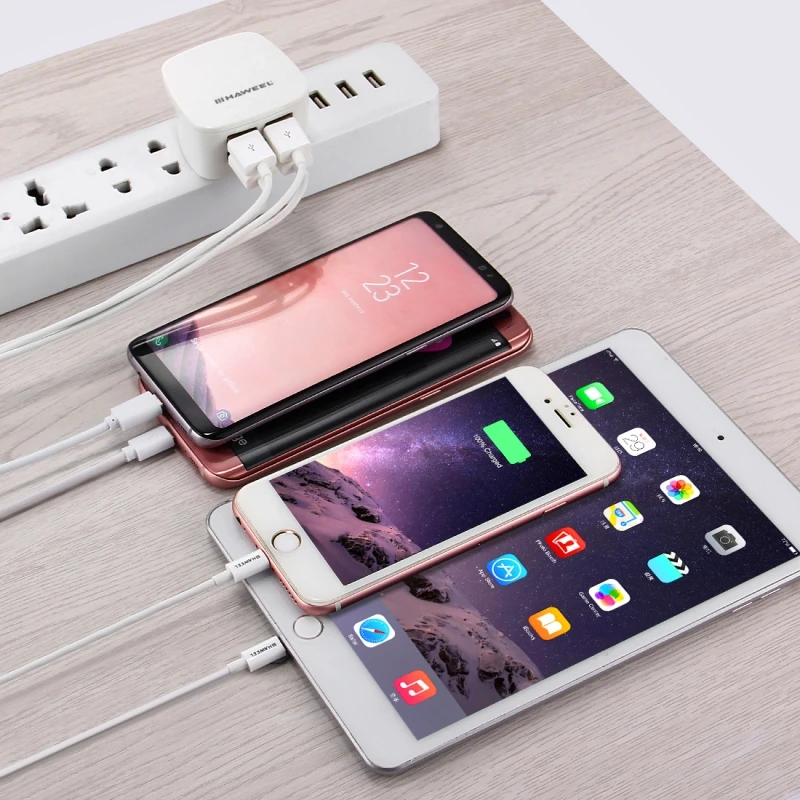 

[BS Certification] 9 PCS UK Plug HAWEEL 4 USB Ports Max 3.1A Travel Kits with Display Stand Box