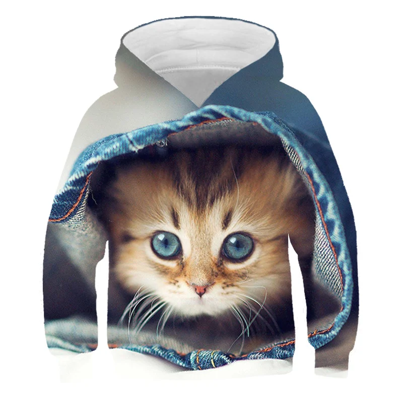 

Толстовка с капюшоном для мужчин и женщин, модное худи с милым котом, 3d-принт, детские толстовки, свободные пуловеры, уличная одежда на осень