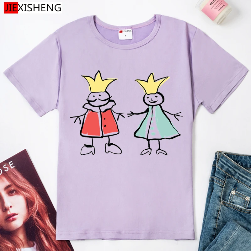 Женская футболка с коротким рукавом и принтом король королева милая летняя