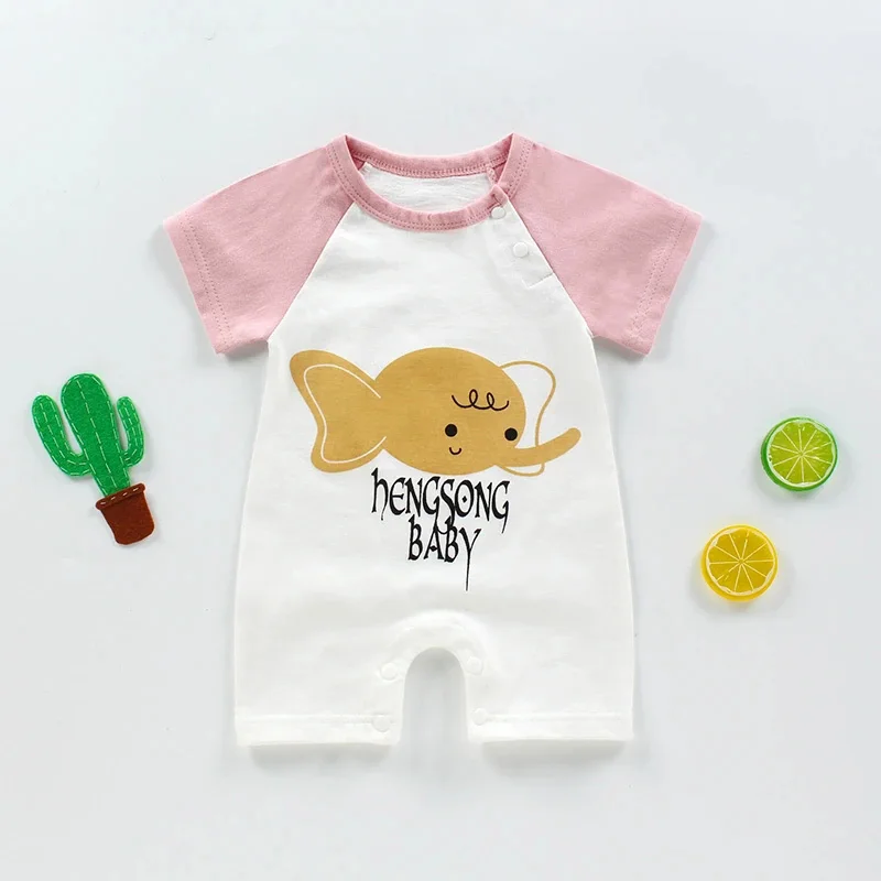 

2021 Newborn Lovely Romper New Summer Toddler Baby Cartoon Outfits Short Sleeve Baby Casual Costume Infant Clothes Suits