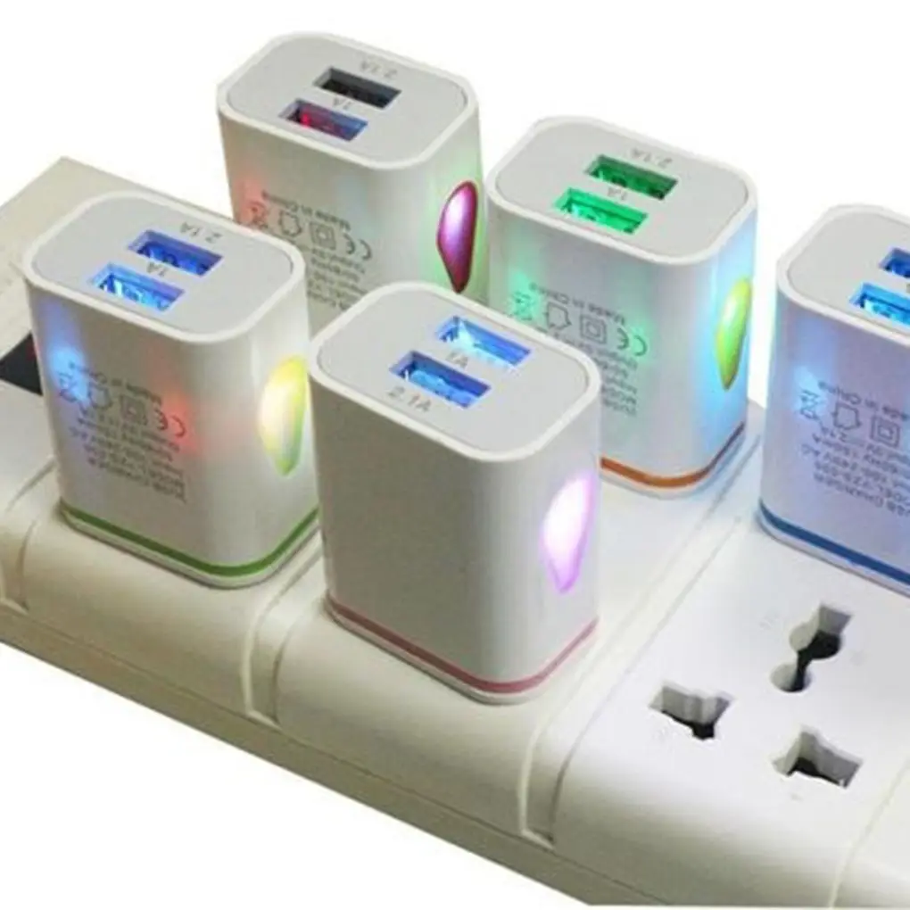 Универсальное настенное зарядное устройство 2.1A 5V LED 2 USB адаптер для быстрой