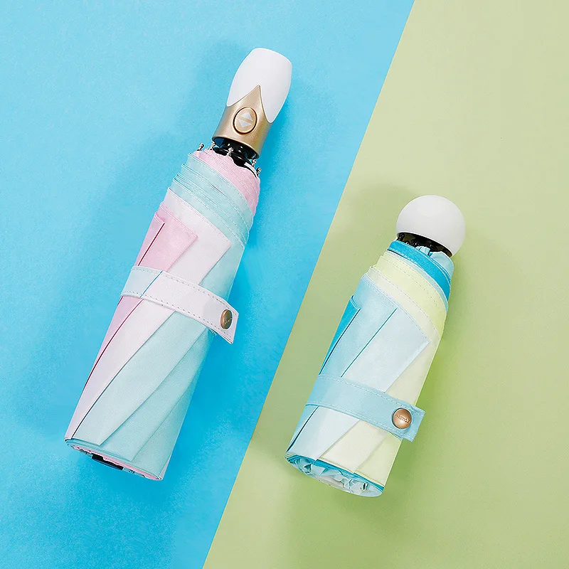 New Automatic Umbrella Rain Women Gradient Color Folding Umbrellas Windproof Black Coating Anti UV Parasol Women's Girl | Дом и сад