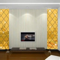 17pcs rhomb acrylic mirror wall sticker home decor 3d diamond shape mirrors removable for living room sofa back decoration