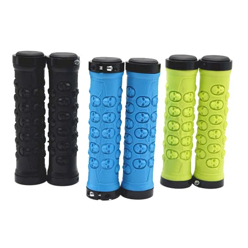 

1pair Bicycle Grips Skull Design TPR Rubber Bike Handlebar Grips Lock-On MTB Road Cycling Bike Soft Handle Bar End Cover BC0214