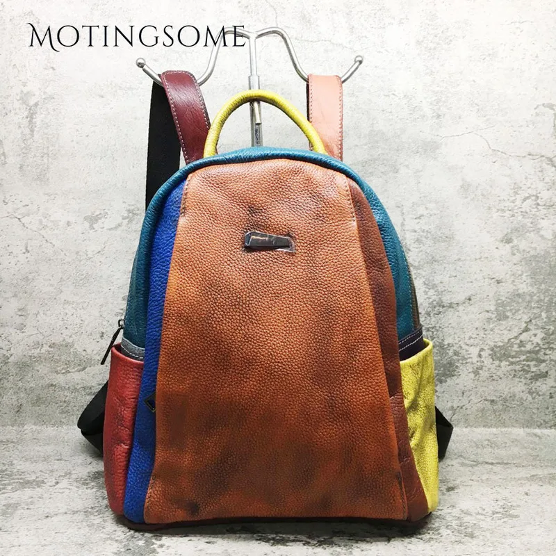 

Vintage Style 100% Real Genuine Leather Backpack Women Handmade Cowhide Natural Leather Backpack Luxury Mochila Ladies 2021 New