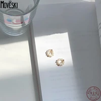 moveski 925 sterling silver baroque natural freshwater pearl earrings women new products hot sale small jewelry