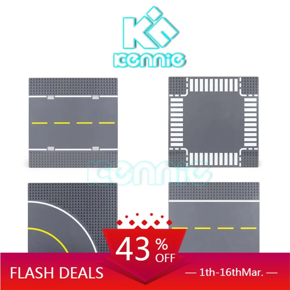 ENLIGHTEN City 32x32 Road Street Baseplate прямой перекладина кривая T Junction строительные блоки части