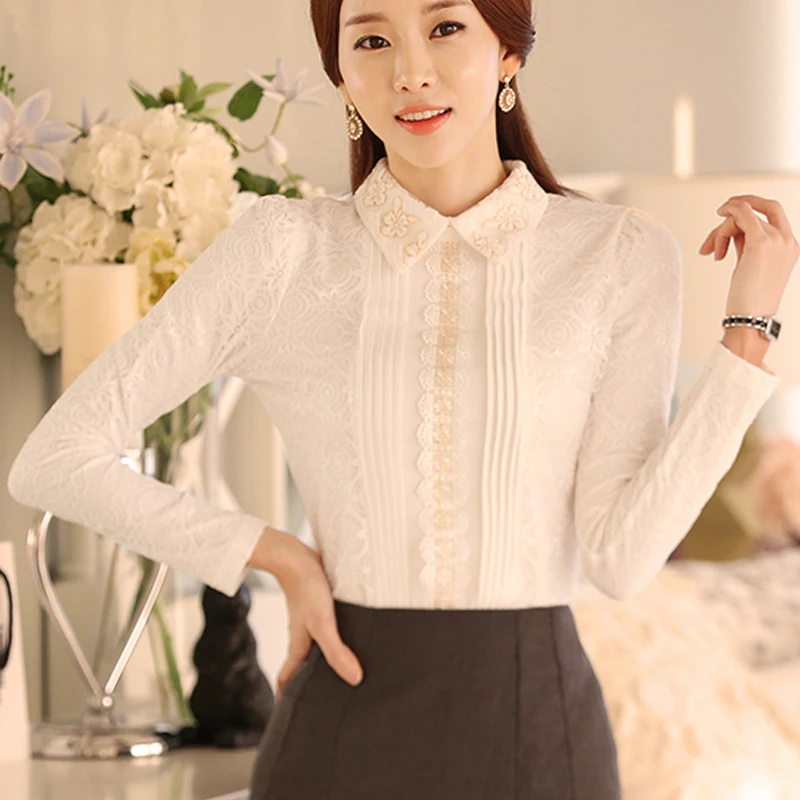 Женская кружевная рубашка 2020 Весенняя женская блузка весенние кружевные женские