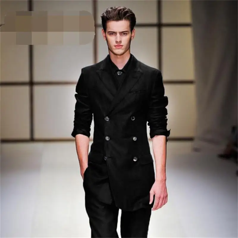 

Men's Medium And Long Suit Coat British Style Autumn And Winter New Double Breasted Slim Fit Leisure Youth Coat