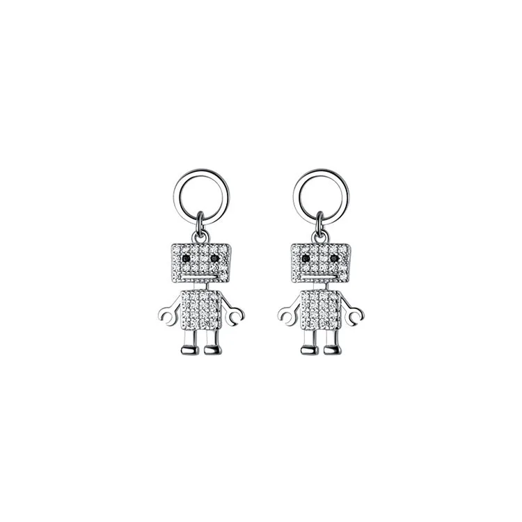 Hot Sale Cute Q square  Robot Mechanic Stud Earrings for Women Robot Toy Earrings Stud Fashion Jewelry