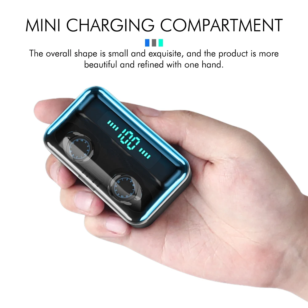 

Cewwal F9-9 TWS Fingerprint Touch Bluetooth Earphones, HD Stereo Wireless Noise Cancelling Gaming Headset In-Ear Charging Case