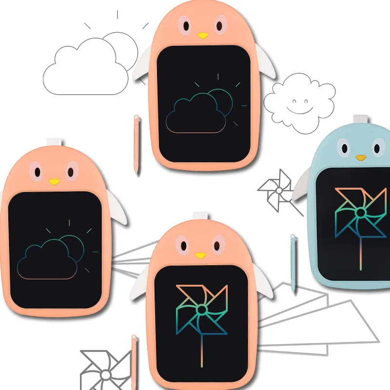 Доска для рисования с маленьким пингвином мультяшный цветной ЖК-дисплей детская