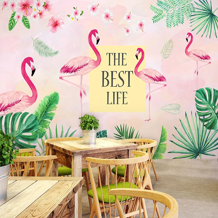 3D пользовательские розовые фламинго персонализированные обои для гостиной