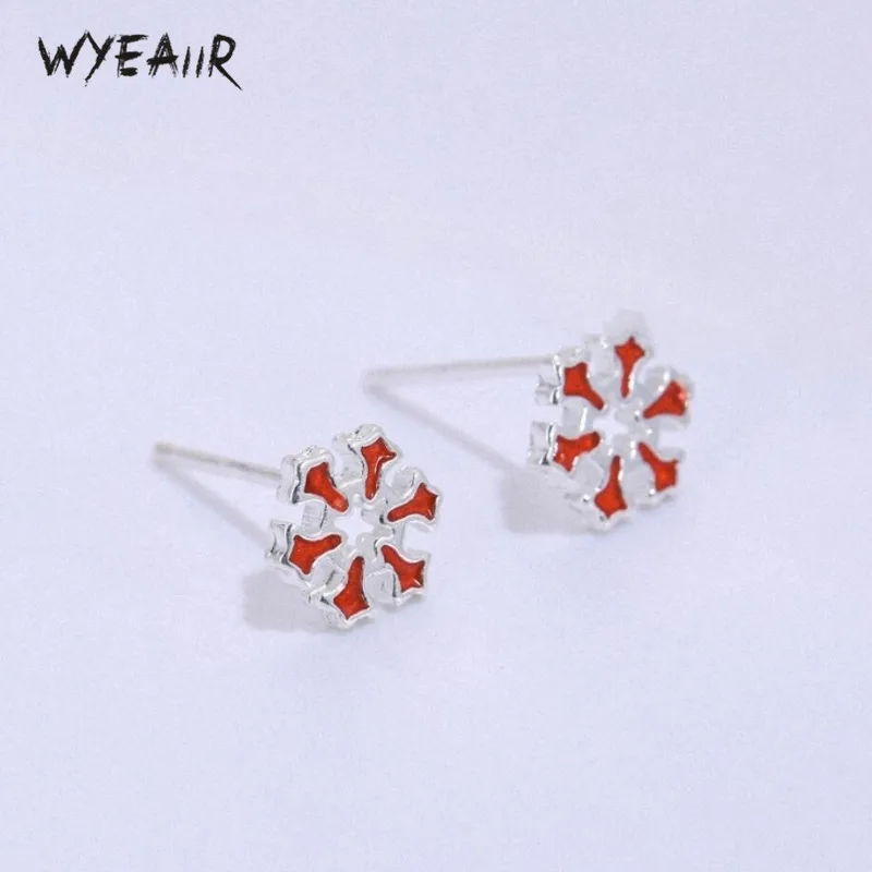 

WYEAIIR Cute Snowflake Literary Fresh Simple Sweet Literary 925 Sterling Silver Female Stud Earrings