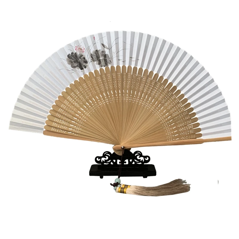 

Складной веер в китайском ретро стиле, маленький, бамбуковый, складной веер, двусторонний, японский, винтажный, бумажный веер, портативный, с...