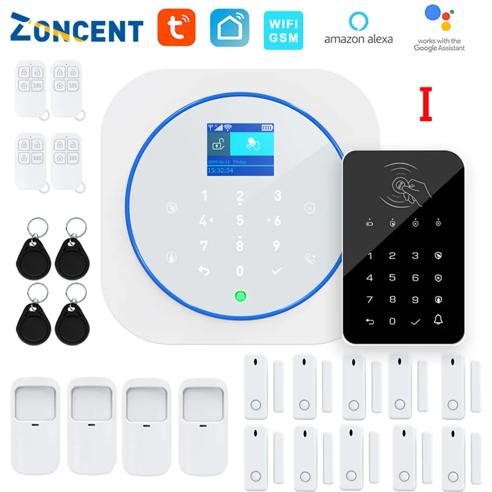 ZONCENT G12 Домашняя охранная сигнализация комплект Tuya Wi-Fi GSM поддержка приложений