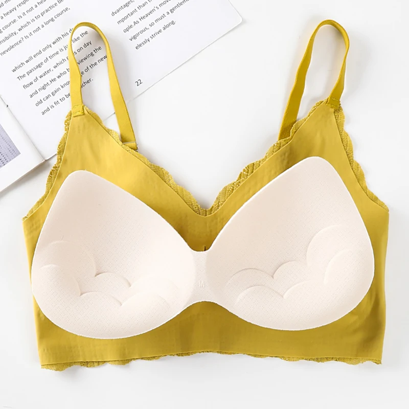 Thailand Latex Seamless One Piece Flowers Lace Underwear Adjustable Strap Sports Fashion Bra For Women