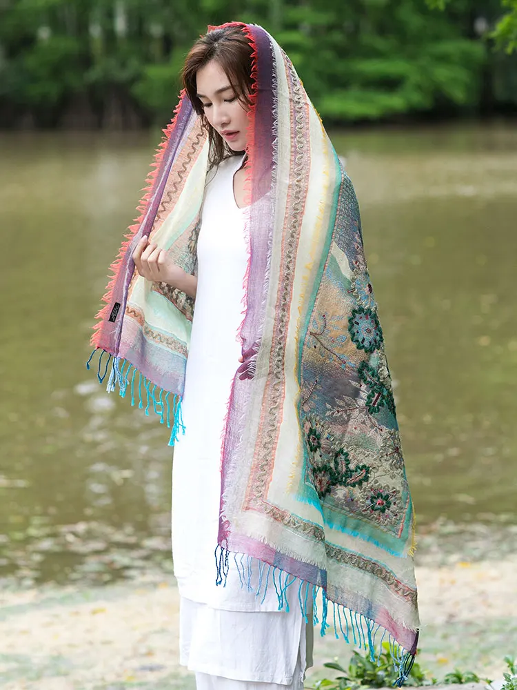 Шарф из 100% мериносовой шерсти Пашмина Женский жаккардовый пашминовый шарф с