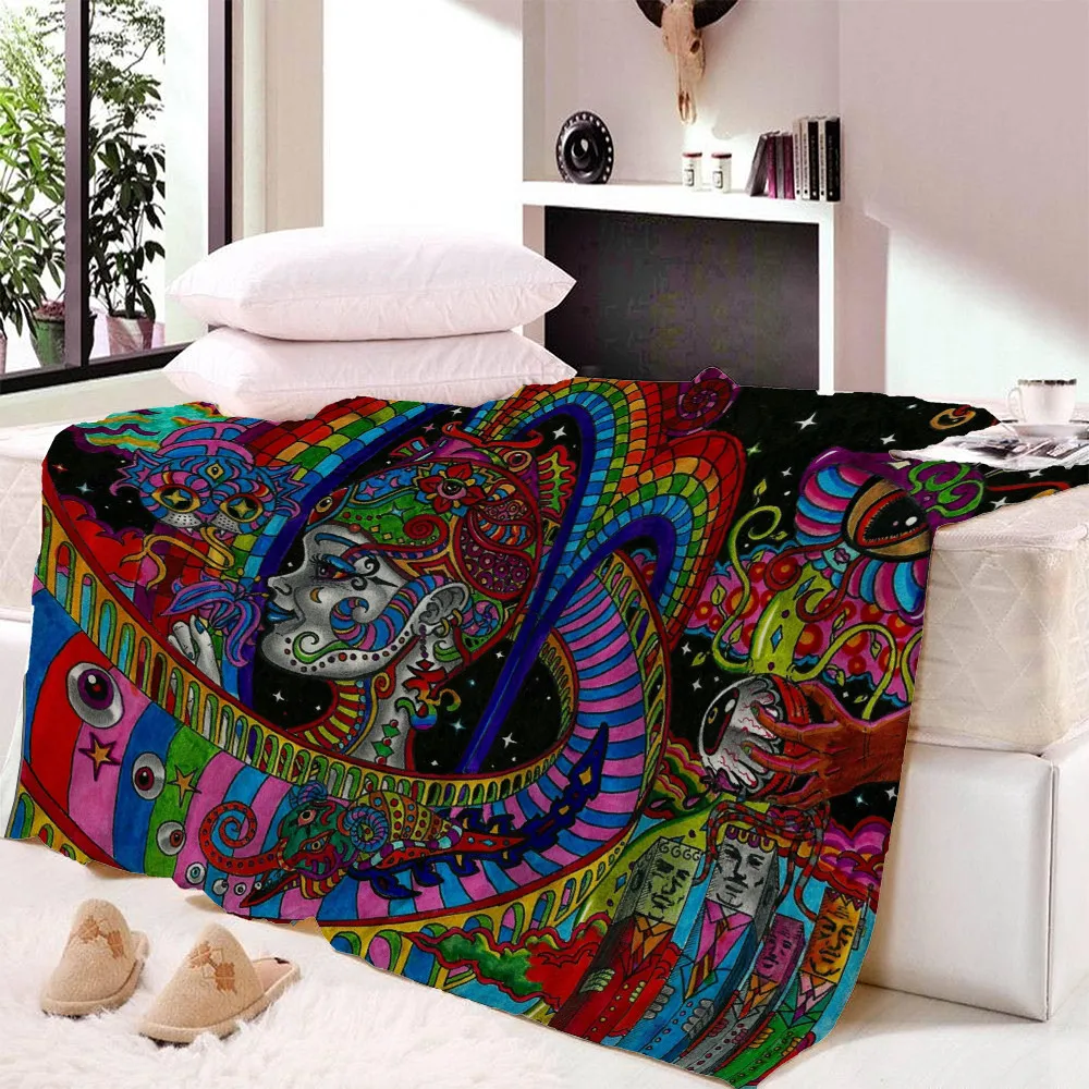 

Psychedelic Pattern Funny Animal Fleece Blanket 3D Full Printed Wearable Blanket Adults Kids Fleece Blanket Drop Shippng