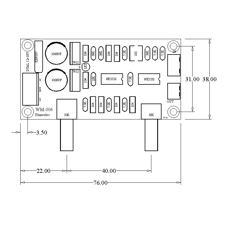 Двойной фильтр для нижних частот переменного тока 12 ~ 18 В предусилитель холодных