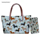 Женская сумка-кошелек Twoheartsgirl, из неопрена, с изображением таксы и собаки, с цветочным принтом, сумки-шопперы для женщин