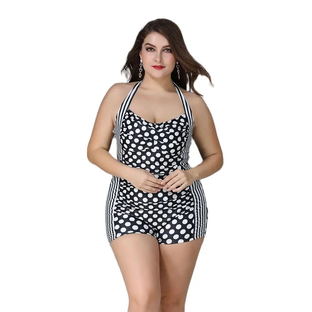

Купальник женский слитный в горошек, большие размеры, XL, 2XL, 3XL, 4XL, 5XL