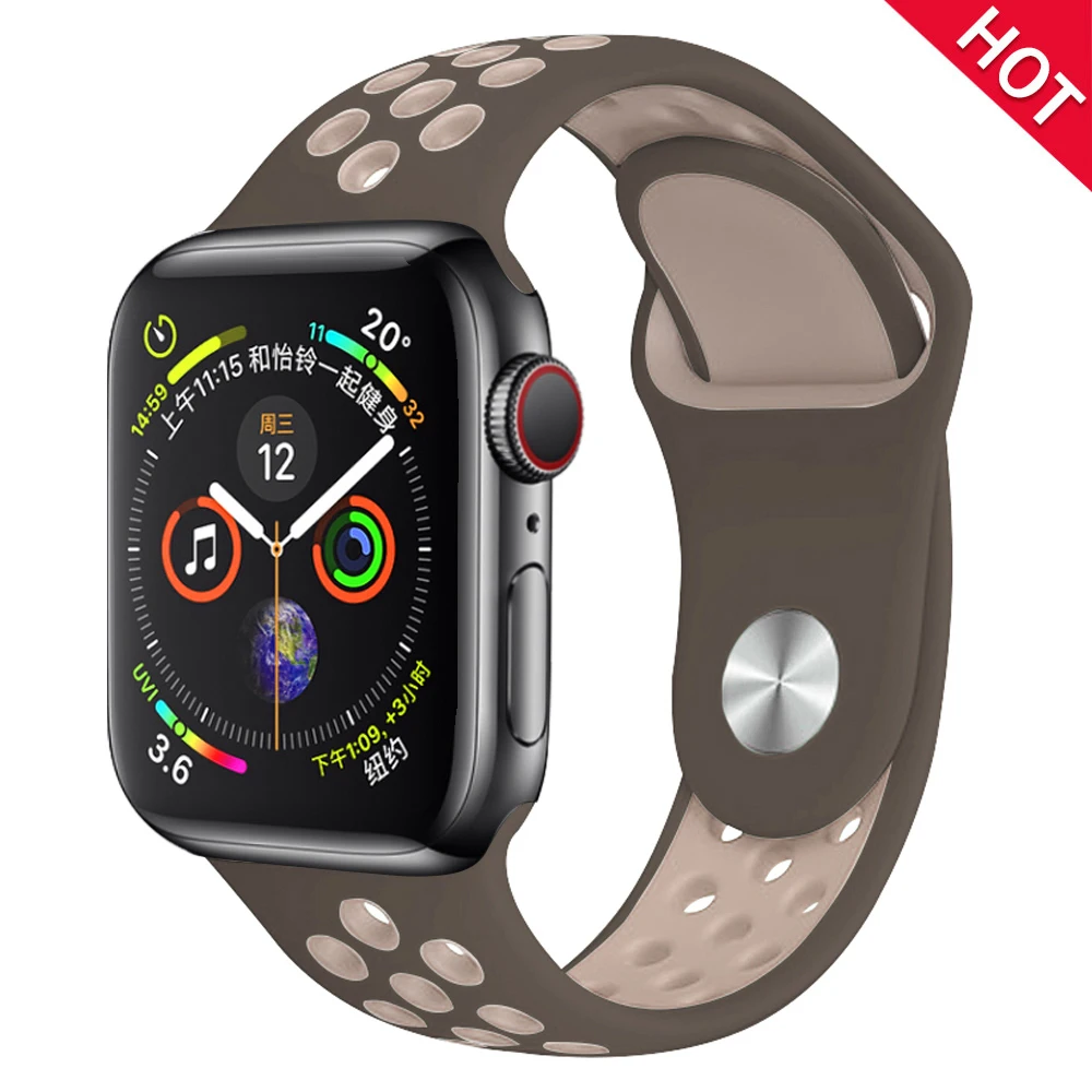 Smoke purple beige Мягкий силиконовый сменный спортивный ремешок для Apple Watch, 38 мм, 40 мм, серия 1, 2, 3, 4, 5, 42 мм, 44 мм, браслет на запястье, ремешок для iWatch Sports - Цвет ремешка: Smoke purple beige
