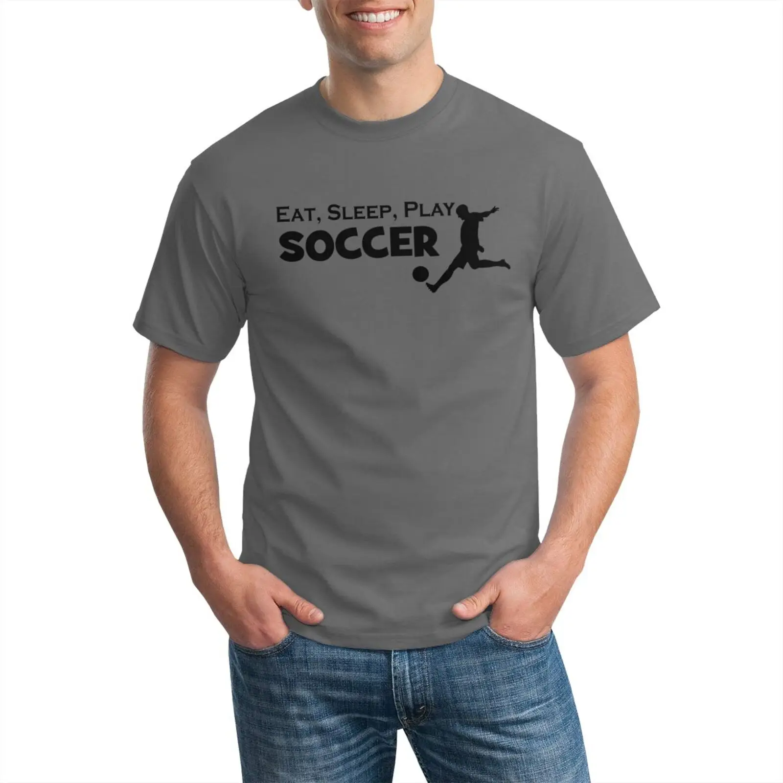 

Mens t shirts Fashion 2020 Trending T-shirt Eat Sleep Love Soccer Printed Funny Cartoon Tee Shirts Sports Style Casual Soft Tops