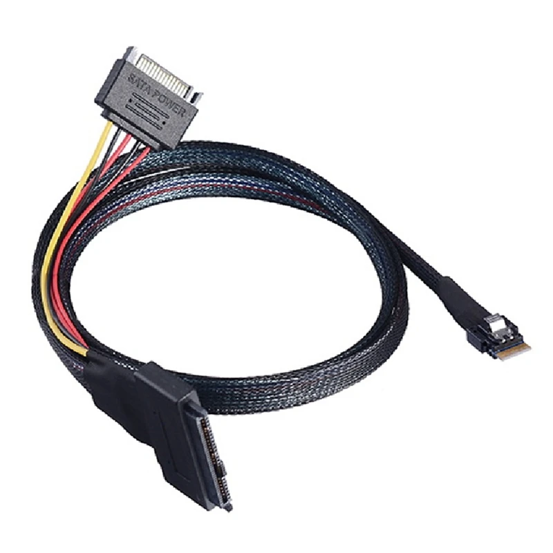 

Тонкий переходник для кабеля SAS 8654 4I, мини-USB, SFF-8654 U.2, кабель SATA, кабель питания, 50 см