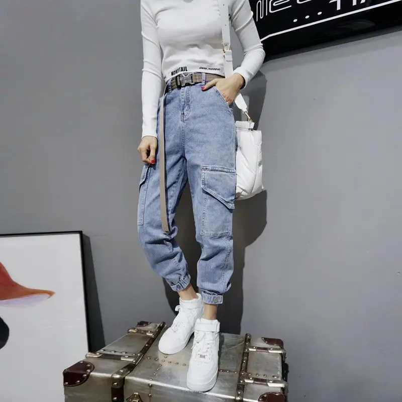 Hot Big Pockets Cargo pants women High Waist Loose Streetwear Baggy Tactical Trouser hip hop 2022 new joggers | Женская одежда