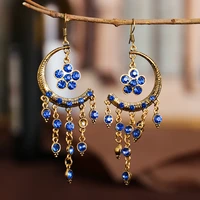 ethnic womens red flower bohemian earrings vintgae moon alloy beaded gypsy jhumka earrings oorbellen hangers ethnic