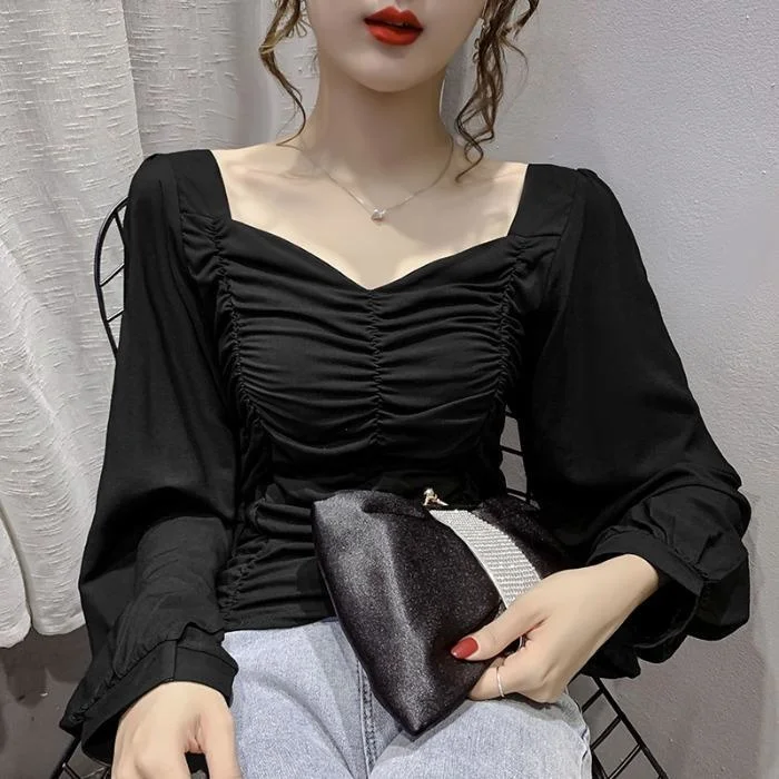 

Женская Осенняя шифоновая блузка с длинным рукавом