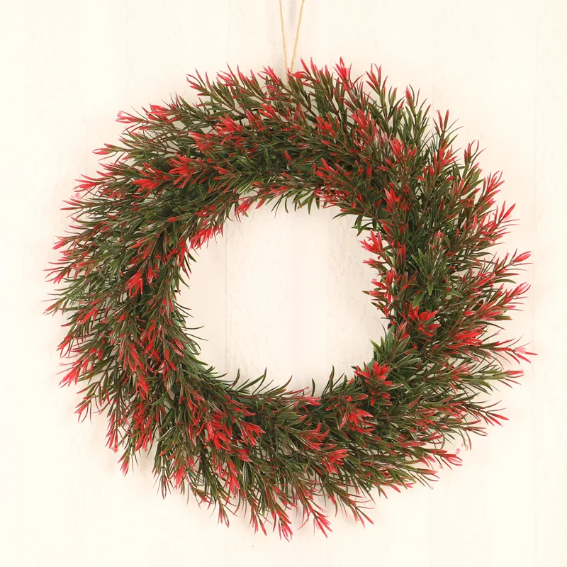 

Artificial Christmas Wreath Artificial Red Pine Wreath Front Door Wreath Wall-Mounted Winter Wreath for Home Decoration FHJ889