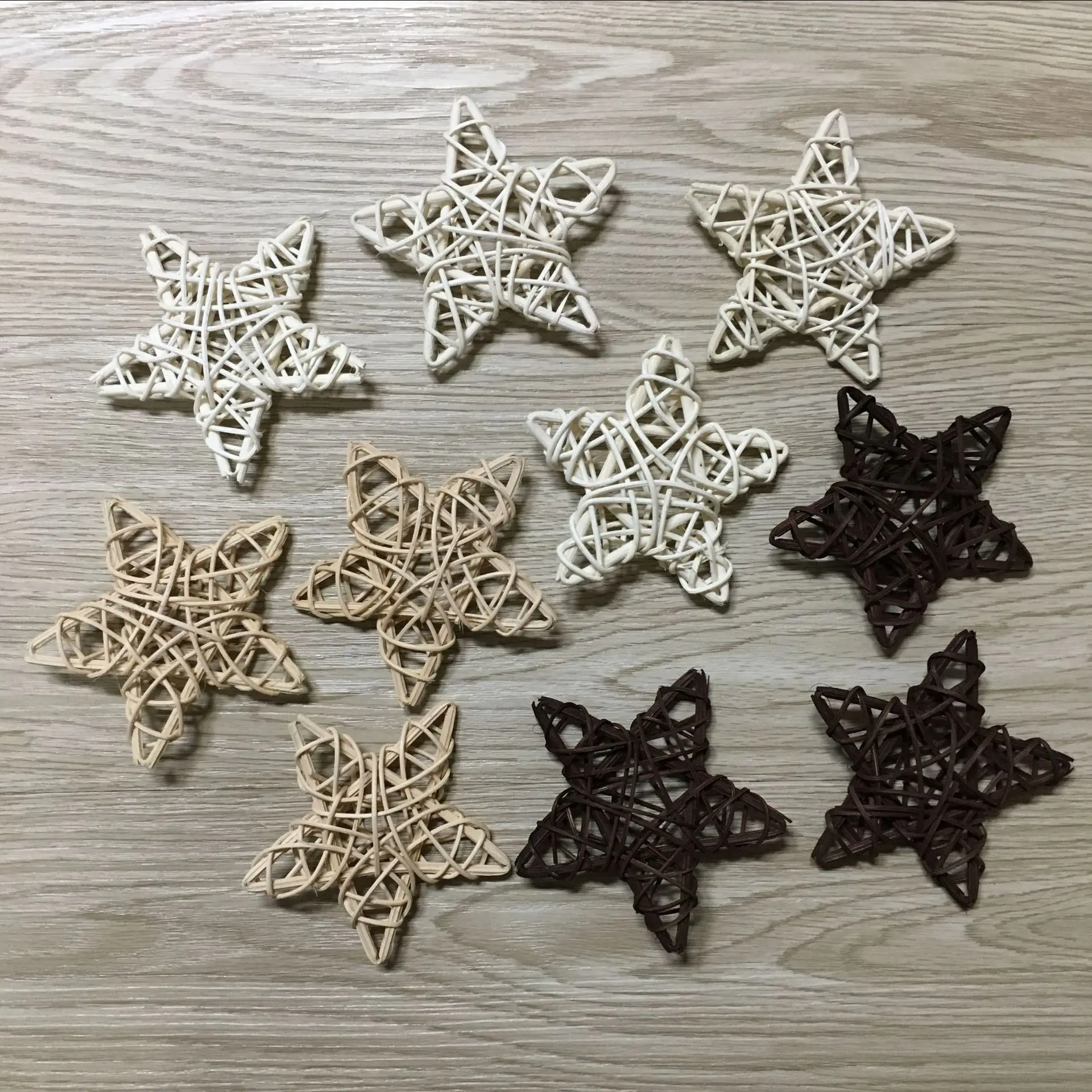 

10 шт./партия, Деревянная звезда из ротанга, 6 см/9 см
