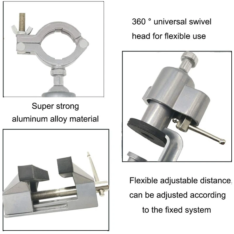 

2In1 Table Vise Bench Vice 360 Degree Aluminum Alloy Swivel Rotating Clamp for Electric Drill Stent Grinder Tools Holder