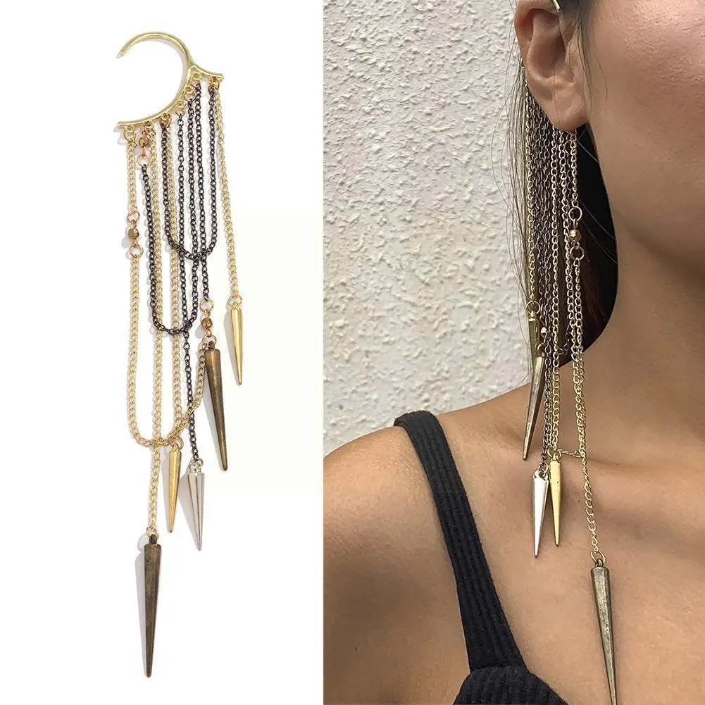 

1pcs Multi-layer Clip Earrings For Women Ear Bone No Pierced Long Chain Tassel Earring Fashion I5u7