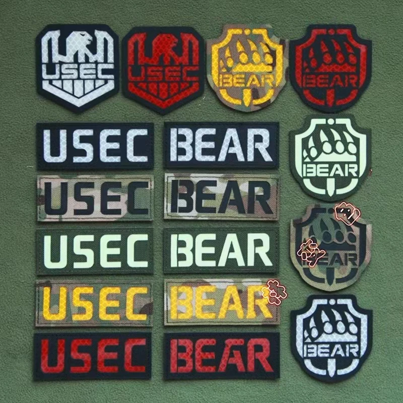

Game Badges Escape from Tarkov BEAR USEC Laser Hollow Reflective Velcro Luminous Patches For Colothing Backpack Sticker