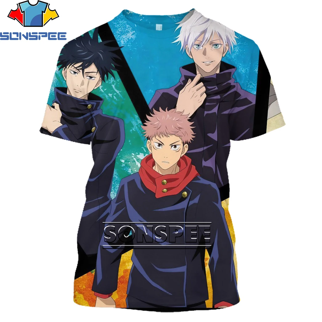 

SONSPEE Jujutsu Kaisen T-shirt 3D Print Men's Women's Harajuku Anime Top Summer Hip-Hop Japanese New Manga Jogger Short Sleeve