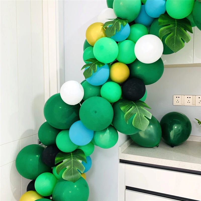 

Аксессуары для воздушного шара набор из латексных воздушных шаров в гавайском стиле, украшение для дня рождения, зеленые воздушные шары