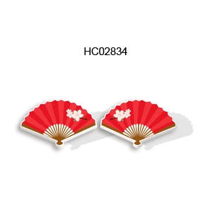 

Japanese Fan Print Resin Earrings Cartoon Earrings for Women Gifts Children