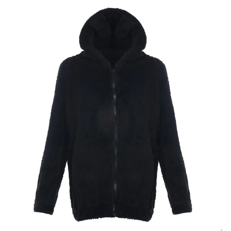 2019 осенне зимние толстовки с капюшоном пальто мехом куртки милыми ушками медведя