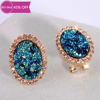 new fashion round stud earrings for women charm crystal earrings brincos wedding earring jewelry elegant gift