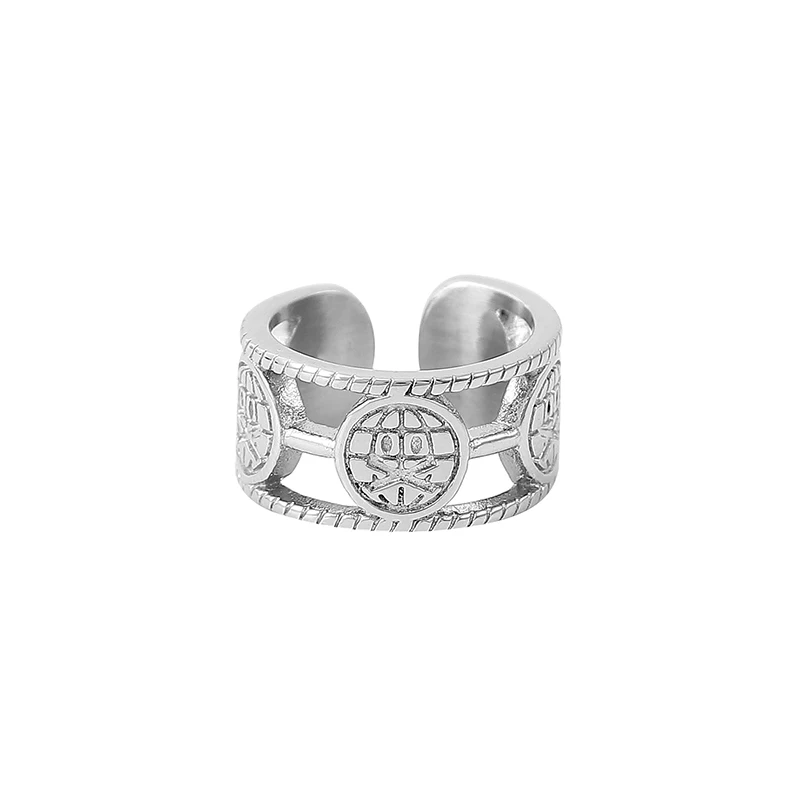 

404mob Homemade Titanium Steel Ring Punk Men and Women European and American Trendy Unique Hip Hop Index Finger Disco Jumping Ho