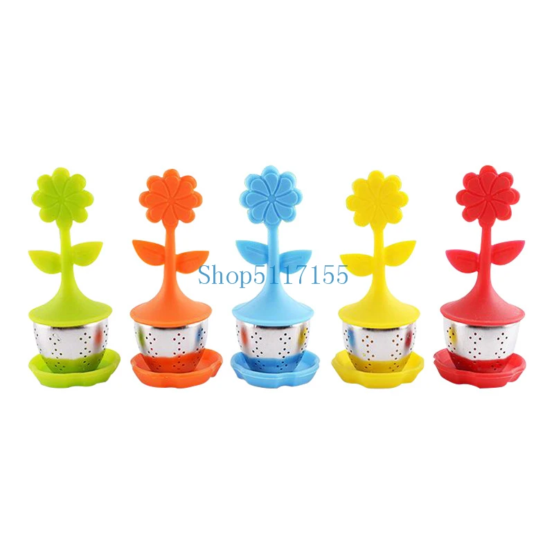 

Silicone Flower Shaped Tea Infuser Stainless Steel Tea Strainers Filter for Teapots