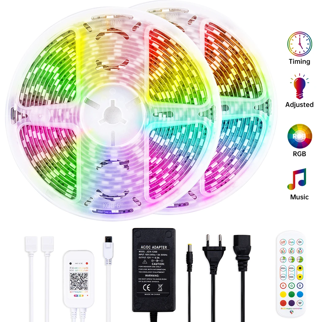 

5m 10m Bluetooth SMD RGB 5050 Strip Light Sync To Music LED Tape Waterproof Working With Smart Phone Color Changing Lamp Ribbon