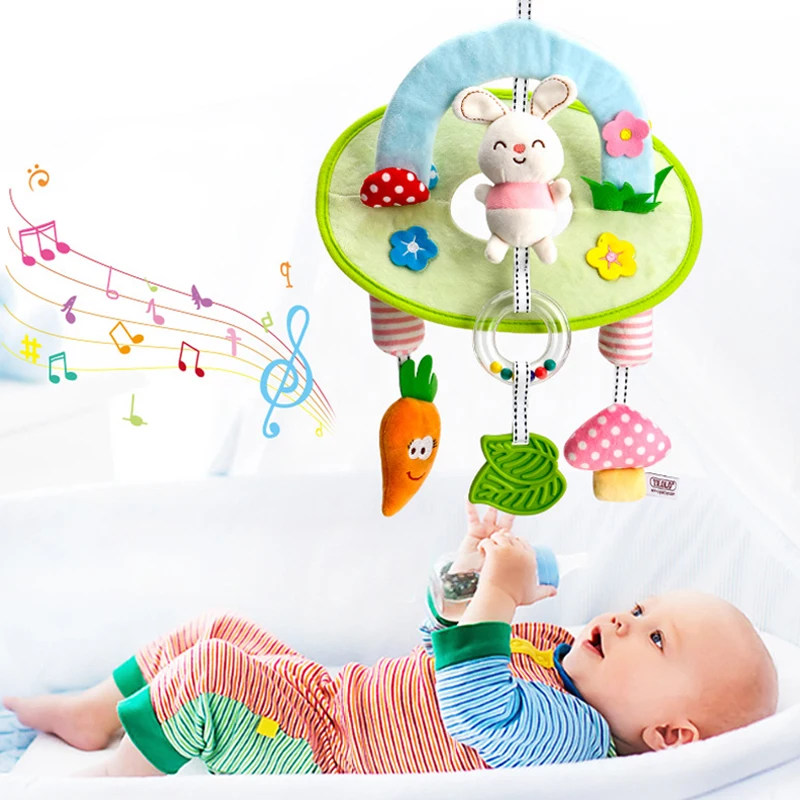 

Baby Baby Rattles & Mobiles Toy Hanging Bed Bell Wind Chime Crib/Stroller Holder Rotating Animal Musical Box Toys Newborn Gift