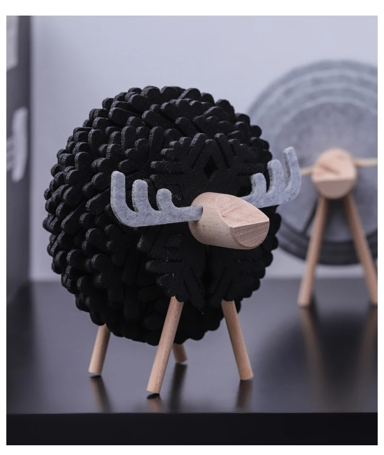 Felt Anti-scalding Coaster Home Decoration Livingroom Kitchen Reindeer Coffee Cup Coaster Set Creative Practical Ornaments